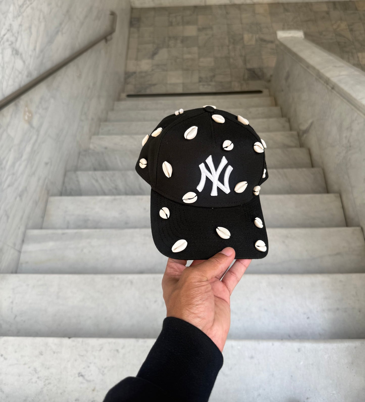 Black NY Cowrie Shell Adjustable Snapback
