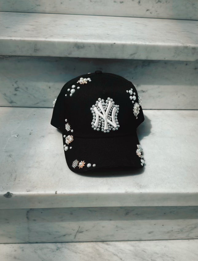 Black NY Pearl Adjustable Snapback