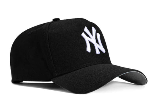 Black & Navy NY Rhinestone Adjustable Snapback (Custom)