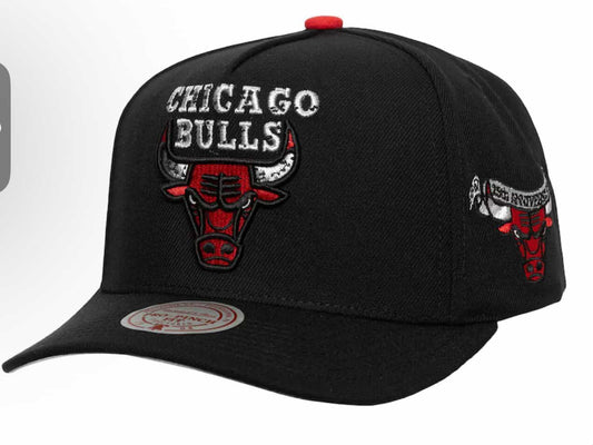 Black Chicago Bulls Rhinestone Adjustable Snapback (Custom)